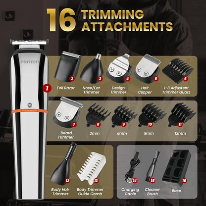 PRITECH Beard Trimmer for Men, 6 in 1 Hair Clippers Kit, Precision Cordless - Image 4