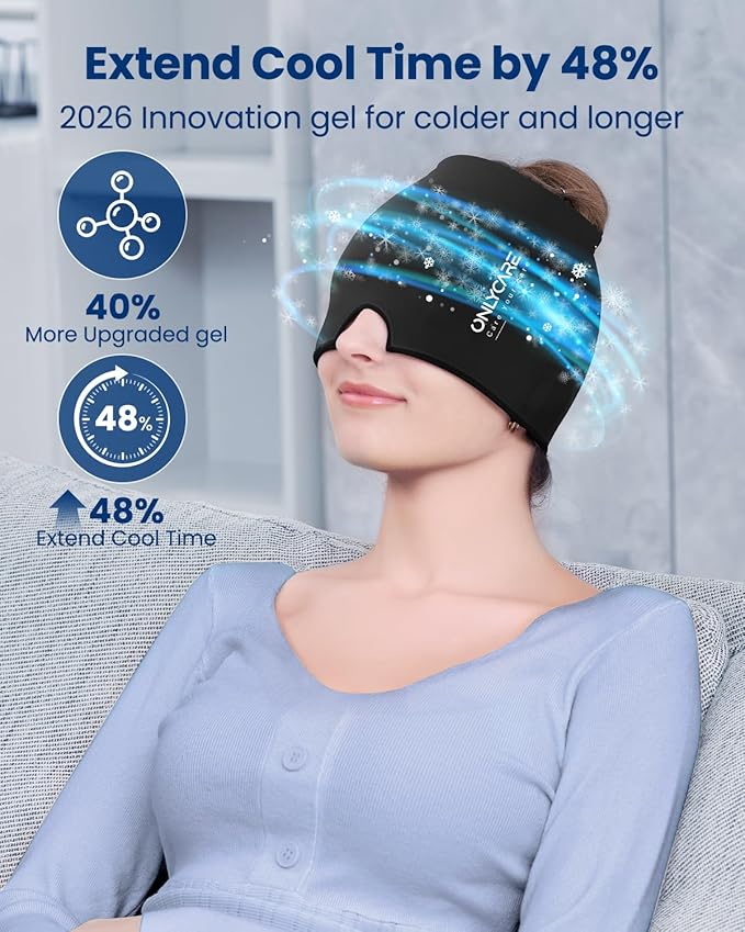 ONLYCARE Migraine Relief Cap, Upgraded Odorless Headache Relief Cap, 360° Gel - Image 2
