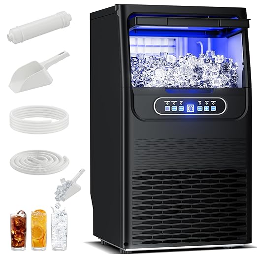 Ice Maker Countertop with Handle, 88lbs Per Day, Auto-Cleaning, Portable Sonic by ECEVT