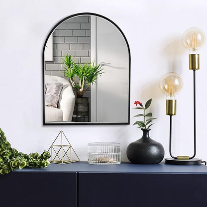 Small Black Arch Mirror Wall-Mounted 10x13 inch Arched Mirror - Image 6