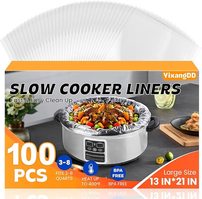 100 Pack Slow Cooker Liners, Large Size 13"x 21" Cooking Bags Disposable Pot by YixangDD