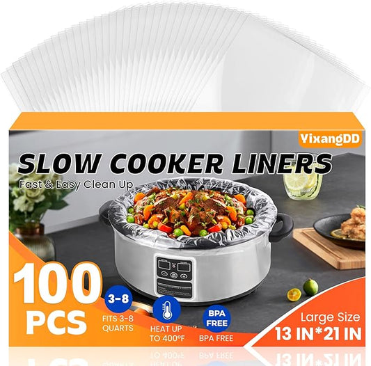 100 Pack Slow Cooker Liners, Large Size 13"x 21" Cooking Bags Disposable Pot by YixangDD