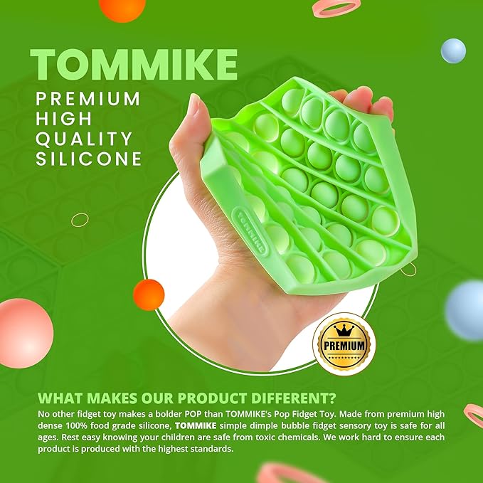 TOMMIKE Hexagon Push Pop Fidget Toy Bubble Sensory - Image 3