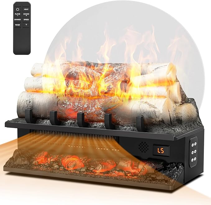 21" Freestanding Electric Fireplace Log Set by Electactic
