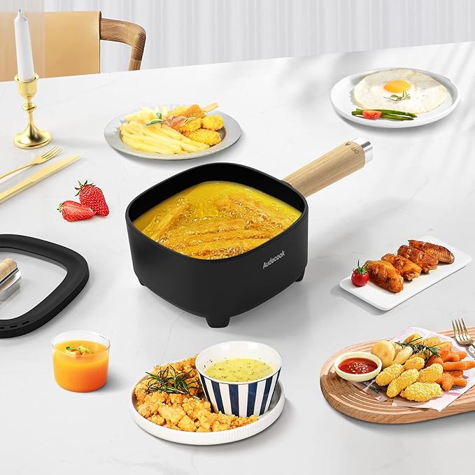 Audecook Hot Pot Electric 2L, Cermic Glaze Non-Stick Frying Pan 8 Inch - Image 6