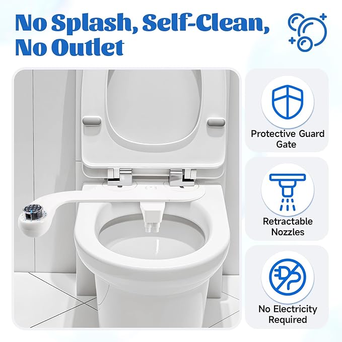 Bidet Attachment for Toilet Seat, Self-Cleaning Sprayer, Dual Nozzle Bidet - Image 6