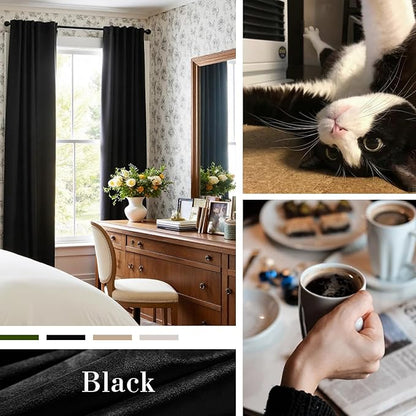 Lazzzy Velvet Blackout Extra Long Curtains Thermal Insulated Room Window Drapes - Image 3