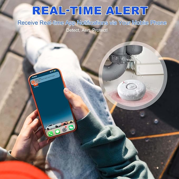 WiFi Water Leak Detectors 5 Pack, 120dB Adjustable Loud Water Leak Sensor - Image 2