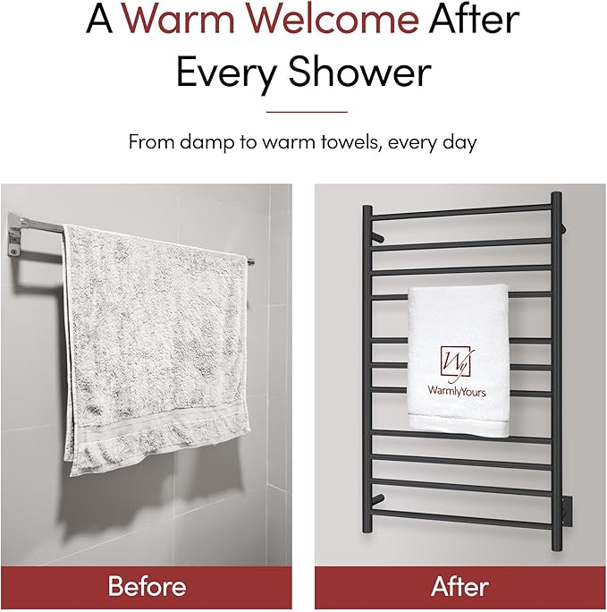 WarmlyYours Malta Heated Towel Rack, 11-Bar Electric Towel Warmer, Hardwired - Image 6