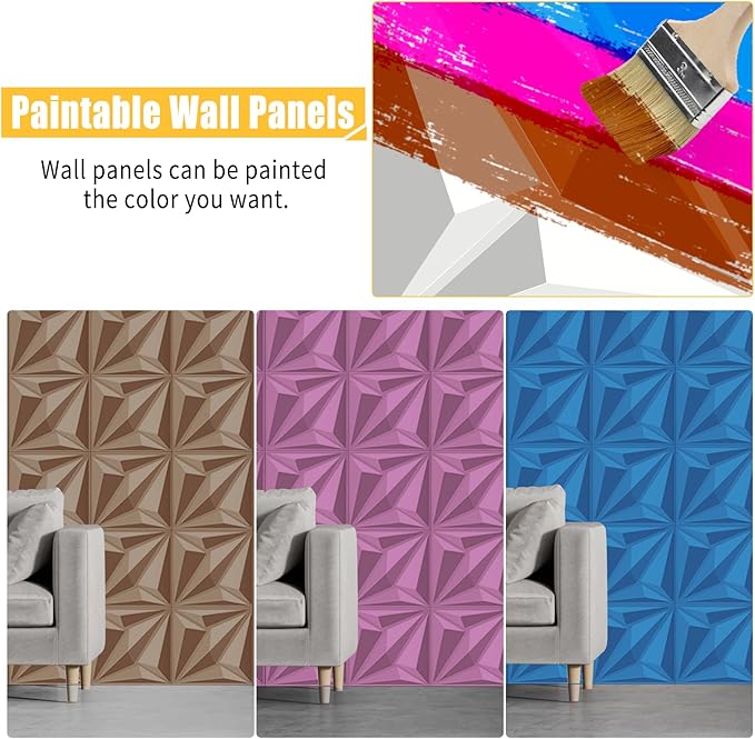33-Piece 3D Embossed PVC Wall Panel Set – 12x12 Inch Textured Wall Decor – - Image 6