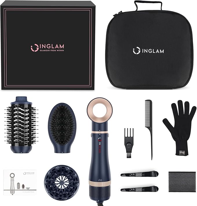 Hair Dryer Brush Set, IG INGLAM 4 in 1 Blowout Brush, Negative Ion Detachable - Image 8