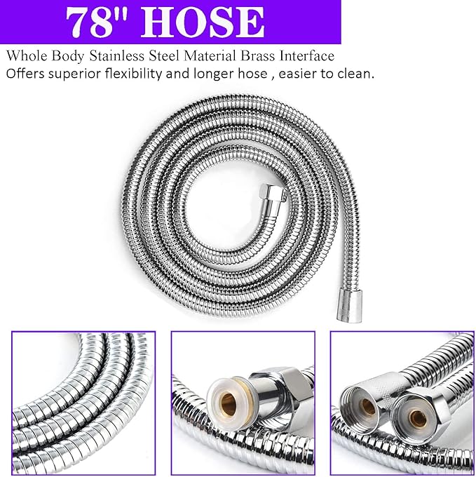 8"High Pressure Square Rain Shower Head and 2-in-1 Hand Shower.Equipped - Image 7