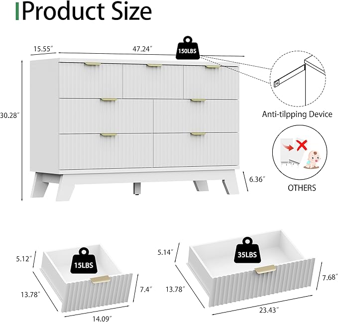 Xixini Fluted Dresser for Bedroom - Image 2