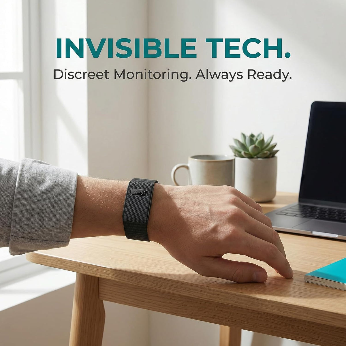 50+ days battery life fitness tracker with micro, side view