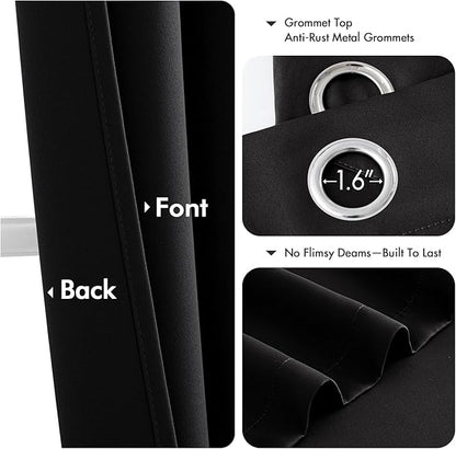 MIULEE Black Blackout Curtains for Bedroom Living Room 72 Inches Long 2 Panels - Image 4