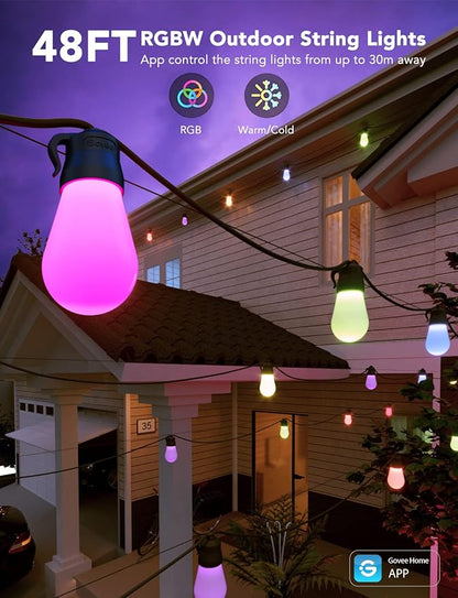 Govee Smart Outdoor String Lights H7015, 48ft RGBIC Outdoor Lights - Image 4