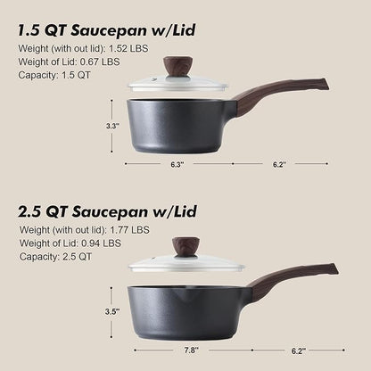 SENSARTE 1.5 & 2.5 Quart Sauce Pan Sets - Image 7