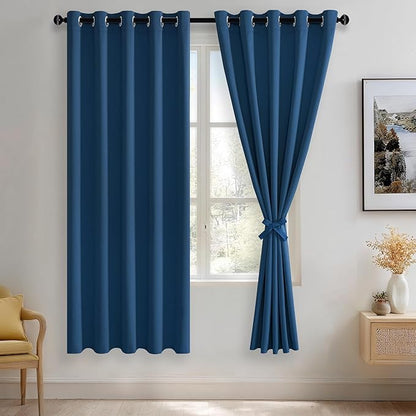 JIUZHEN Classic Blue Blackout Curtains by JIUZHEN