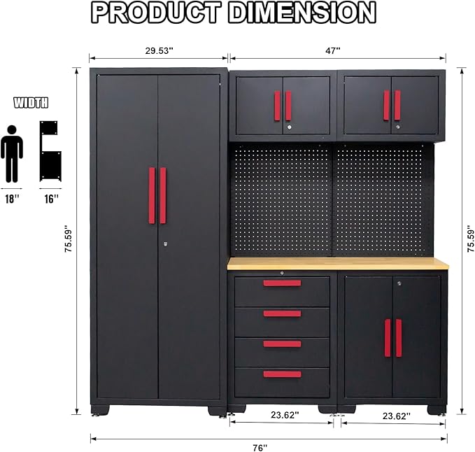Garage Storage Cabinet System, 6-Pcs Garage Cabinets and Storage System Corner - Image 3