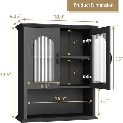 CJL Bathroom Wall Cabinet with Fluted Door, 18.9'' x 23.6'' Medicine Cabinet - Image 3