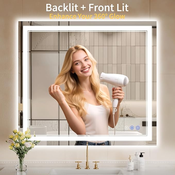 36"x40" LED Bathroom Mirror - Image 2