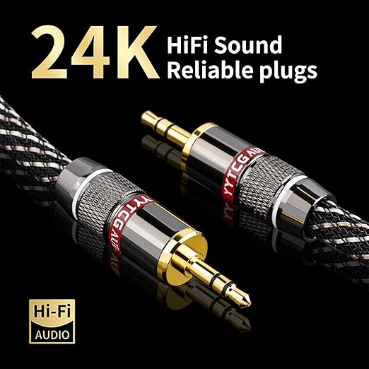 Audiophile HiFi Audio Cable–3.5mm to 3.5mm, 6N OFC Core, 24K Gold-Plated Plugs - Image 4