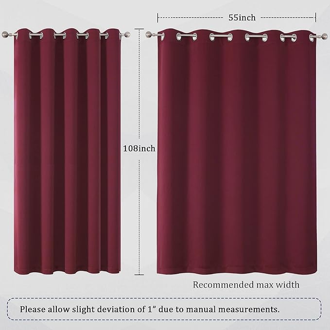 DUALIFE Burgundy Blackout Curtains Drapes - Image 6