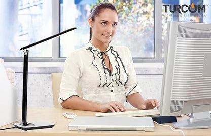 Turcom LED Desk Lamp With USB Charging Port Dimmable Touch Controls w/Color - Image 3