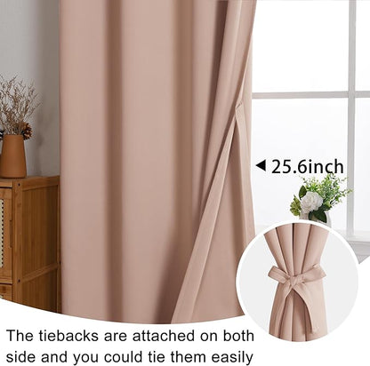 JIUZHEN Blush Pink Blackout Curtains - Image 6
