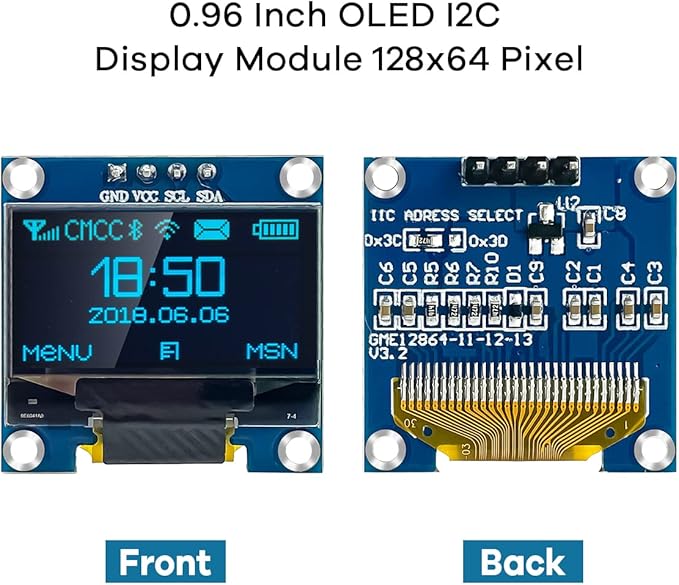 Hosyond 5 Pcs 0.96 Inch OLED I2C IIC Display Module 12864 128x64 Pixel SSD1306 - Image 2