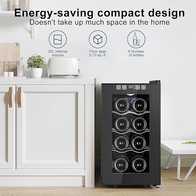 8 Bottles Wine Cooler Refrigerator, Small Wine Fridge, Mini Wine Fridge - Image 3