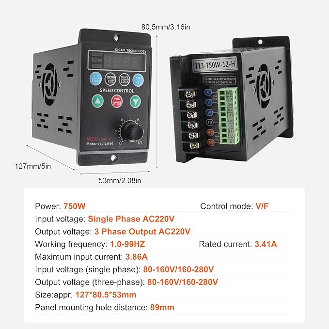 Cozyel AC 220V/0.75kw 1HP Variable Frequency Drive, 5A VFD Inverter - Image 6