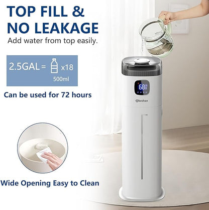 Akeshan Large Humidifier for Bedroom, 9L/2.5Gal Ultrasonic Cool Mist, Easy Clean - Image 4