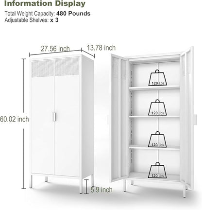 COFaR 4 Tier Black Metal Storage Cabinet, Free Standing - Image 2