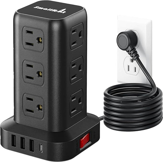 PD 20W USB C Surge Protector, Mini Power Strip Tower Travel 12 AC 4 USB Power by SMALLRT