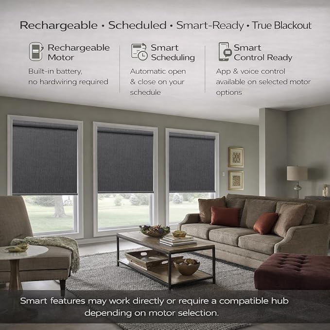 Zshine Motorized Blackout Window Blinds Customize Width Remote Control Wireless - Image 2