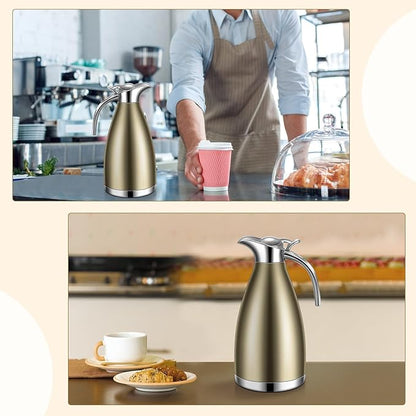 Uiifan 2 Pcs 68 oz Thermal Coffee Carafe Insulated Stainless Steel Coffee Carafe - Image 7