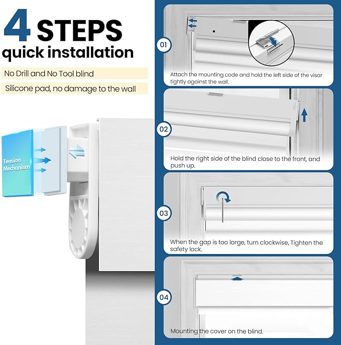 No Drill Motorized Blinds with Remote, Cordless Smart Electric Roller Shades - Image 5