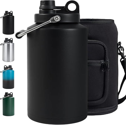 Insulated Gallon Jug with Handle, One Gallon, 128oz Stainless Steel, Large by Kerilyn