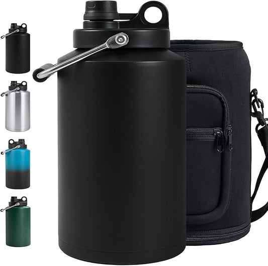 Insulated Gallon Jug with Handle, One Gallon, 128oz Stainless Steel, Large by Kerilyn