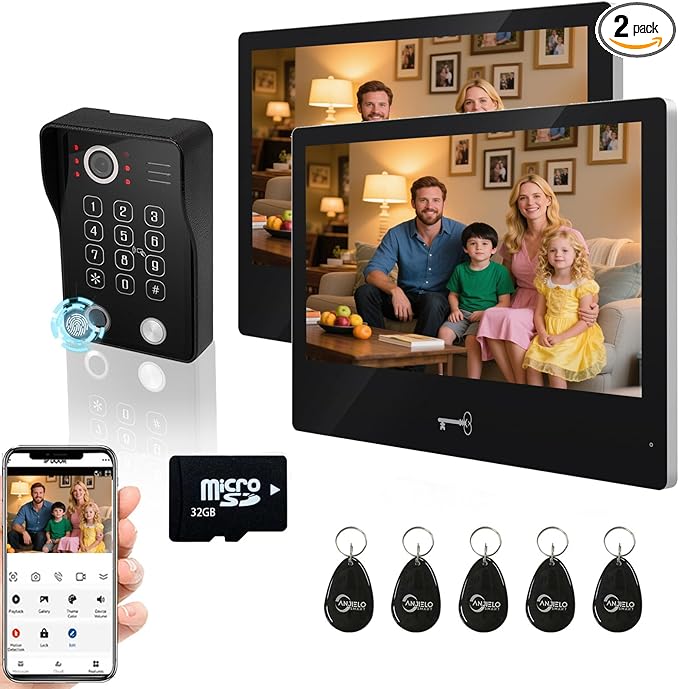Wired Video Apartment Intercom System, Door Phone Kit, 10 Inch Touch Monitor by ANJIELOSMART