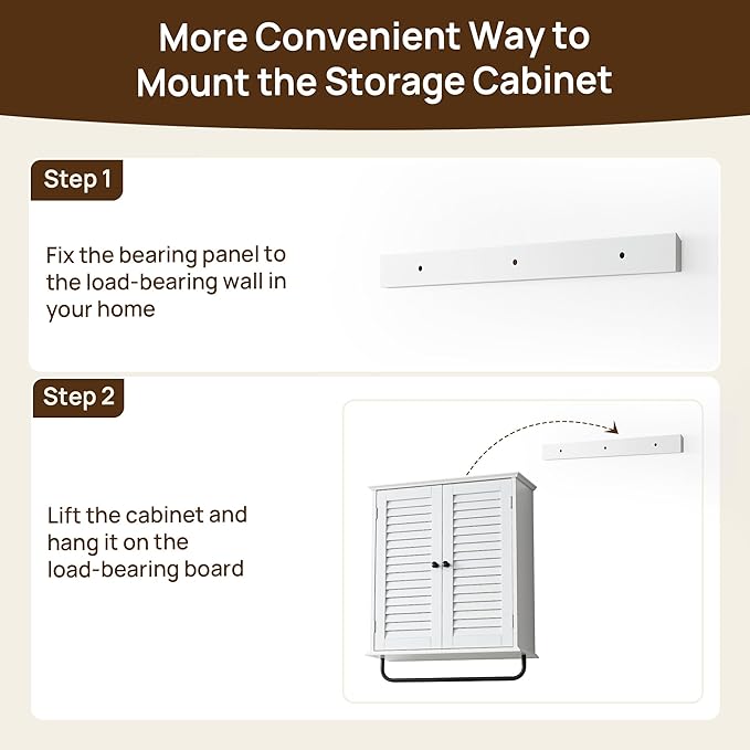 Bathroom Storage Cabinet with Adjustable Wood Shelves & Doors, Made of PDF Wood - Image 8