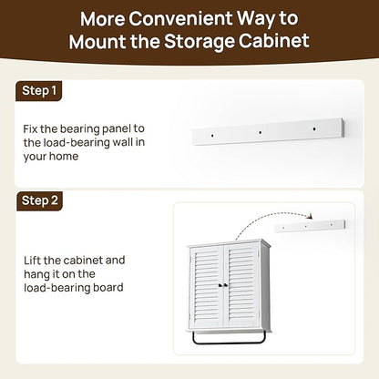 Bathroom Storage Cabinet with Adjustable Wood Shelves & Doors, Made of PDF Wood - Image 8