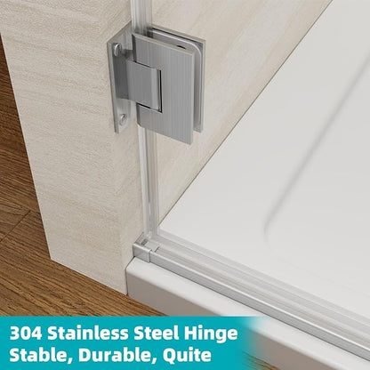 Pivot Swing Shower Door, Adjustable Width 58.9-60" W x 74" H Semi-Frameless - Image 5