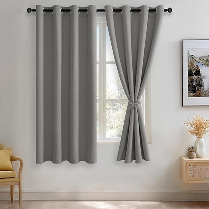 JIUZHEN Blackout Curtains with Tiebacks by JIUZHEN