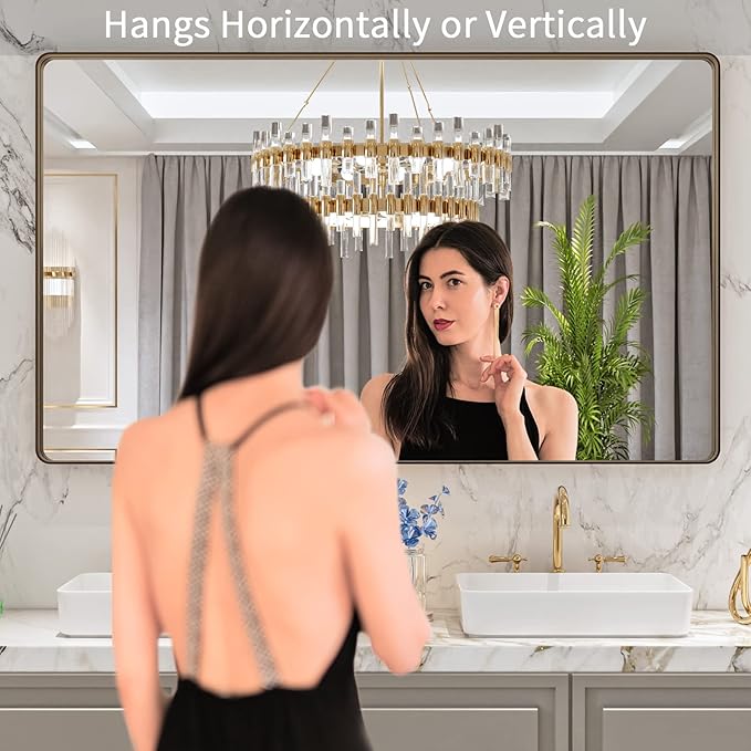LOAAO 60”X36” Bronze Bathroom Mirrors - Image 2