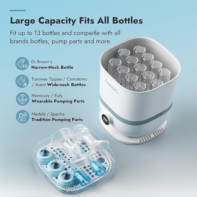 Papablic Bottle Sterilizer and Dryer Pro Max, 13 Bottles Extra-Large Capacity - Image 5