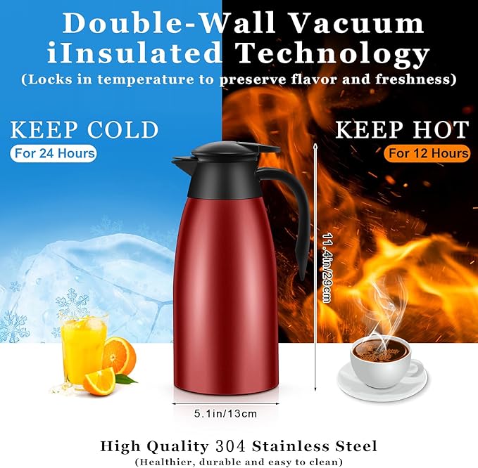 Norme 2 Pcs Thermal Coffee Carafe Insulated Stainless Steel Coffee Carafe - Image 2