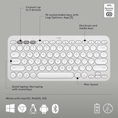 Logitech Pebble 2 Combo for Mac, Wireless Keyboard and Mouse, Quiet and Portable - Image 6