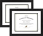 Golden State Art 11x14 Diploma Frame for 8.5x11 Document,Solid Wood/Glass | Fit For 11X14 Document & Certificates Without Mat,Double Mat(White With Black) ,Black ,2 Pack